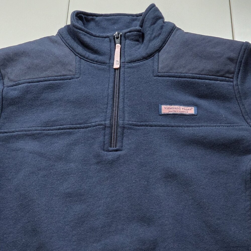 Vineyard Vines Polo Sweater Women S Navy LS 1/4 Zip Mock Neck Cotton Preppy Boho - Picture 11 of 15